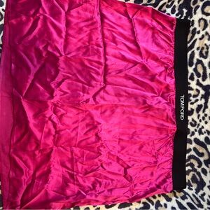 Tom Ford Fuchsia Satin Skirt with Black Trim